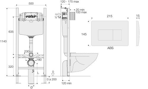 Комплект инсталляции с кнопкой VALSIR KIT P1 WG VS0853202 фото 3